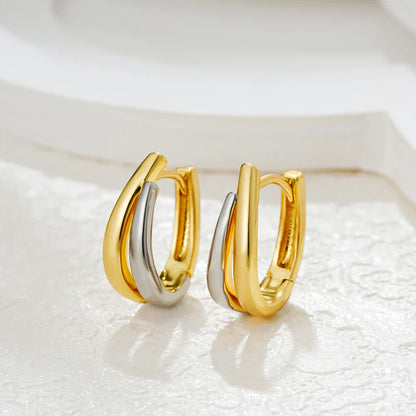 Simple Double Layer U Shape Mini Hoop Earrings