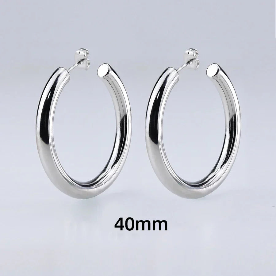 Stainless Steel Big Circle Hoop Earrings