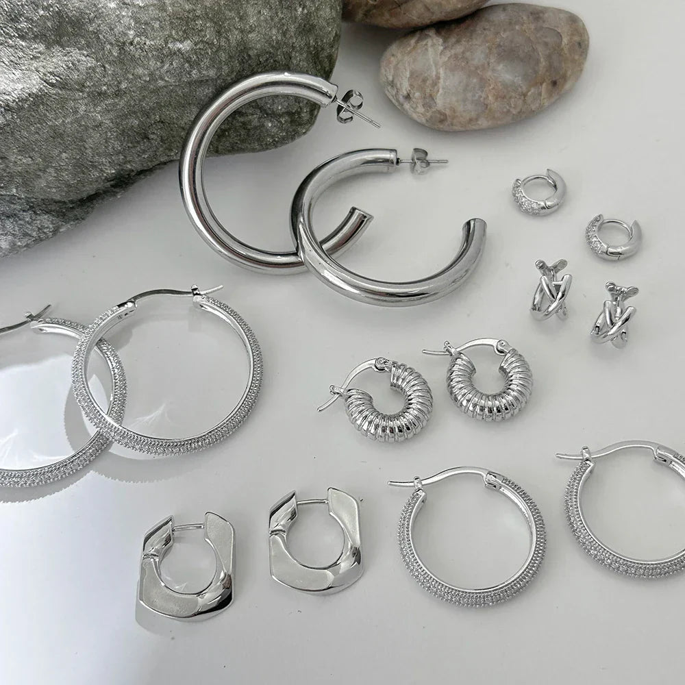 Stainless Steel Big Circle Hoop Earrings