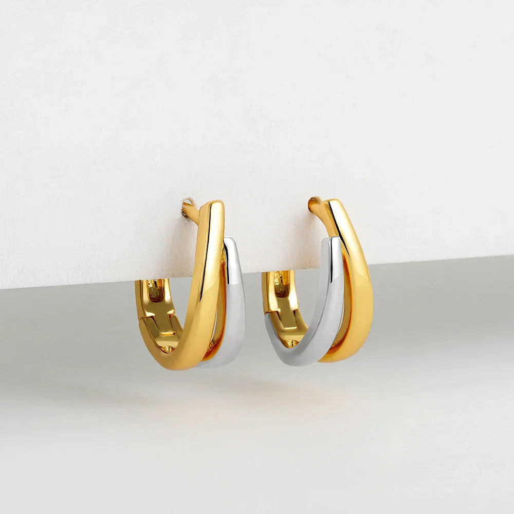 Simple Double Layer U Shape Mini Hoop Earrings