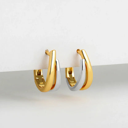 Simple Double Layer U Shape Mini Hoop Earrings