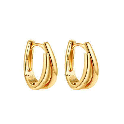Simple Double Layer U Shape Mini Hoop Earrings