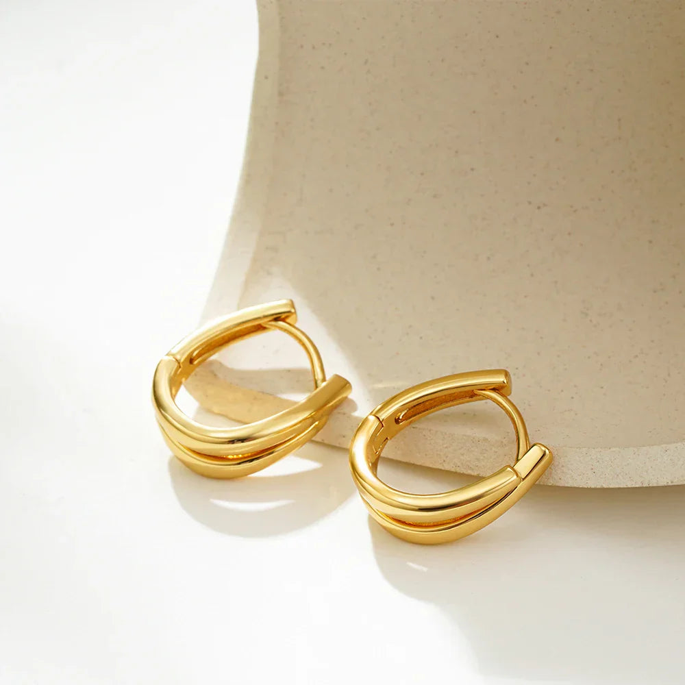 Simple Double Layer U Shape Mini Hoop Earrings