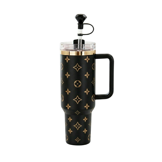 40oz Luxury Tumbler +  Straw Topper – Matte Black