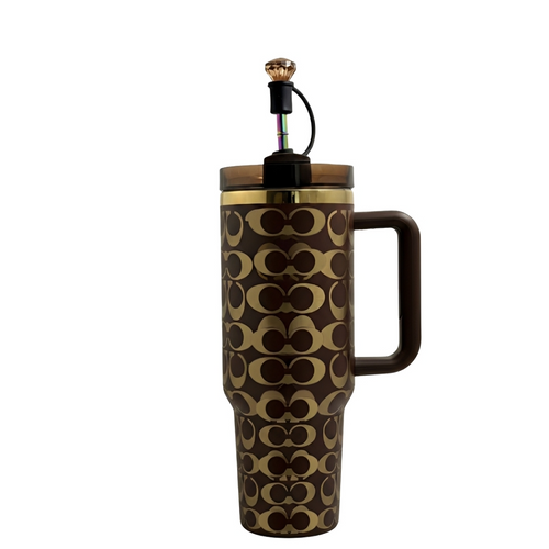 Brown Thermal Cup Golden Details